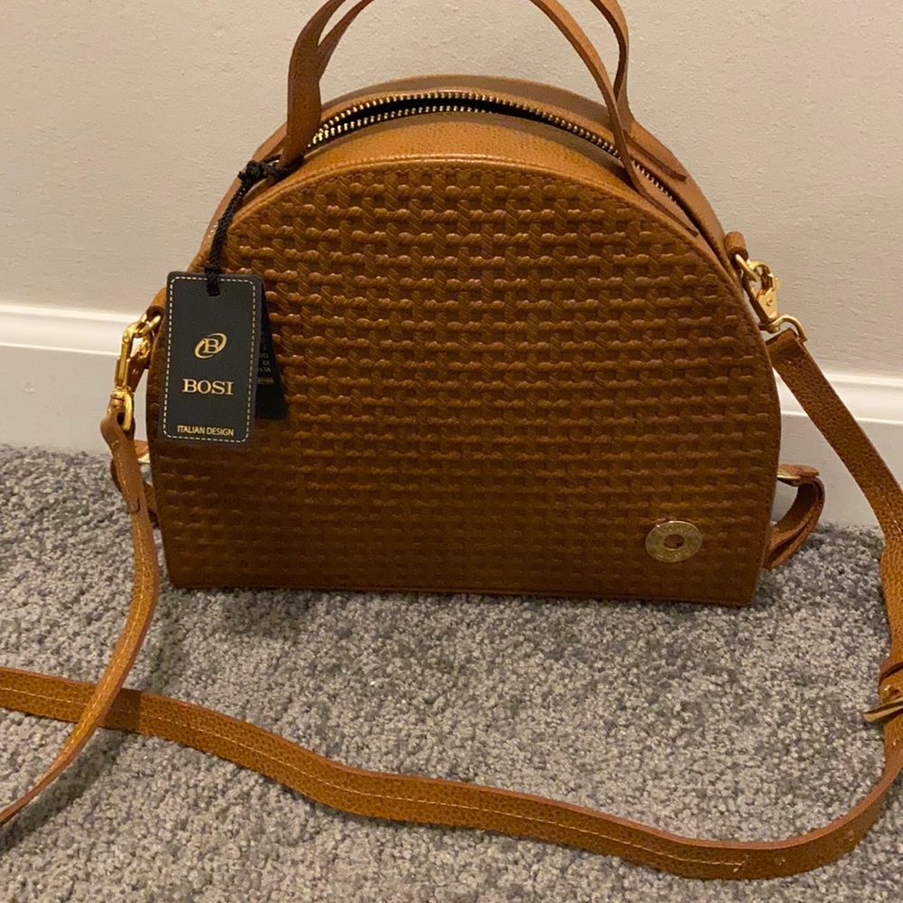 Half moon leather brown purse